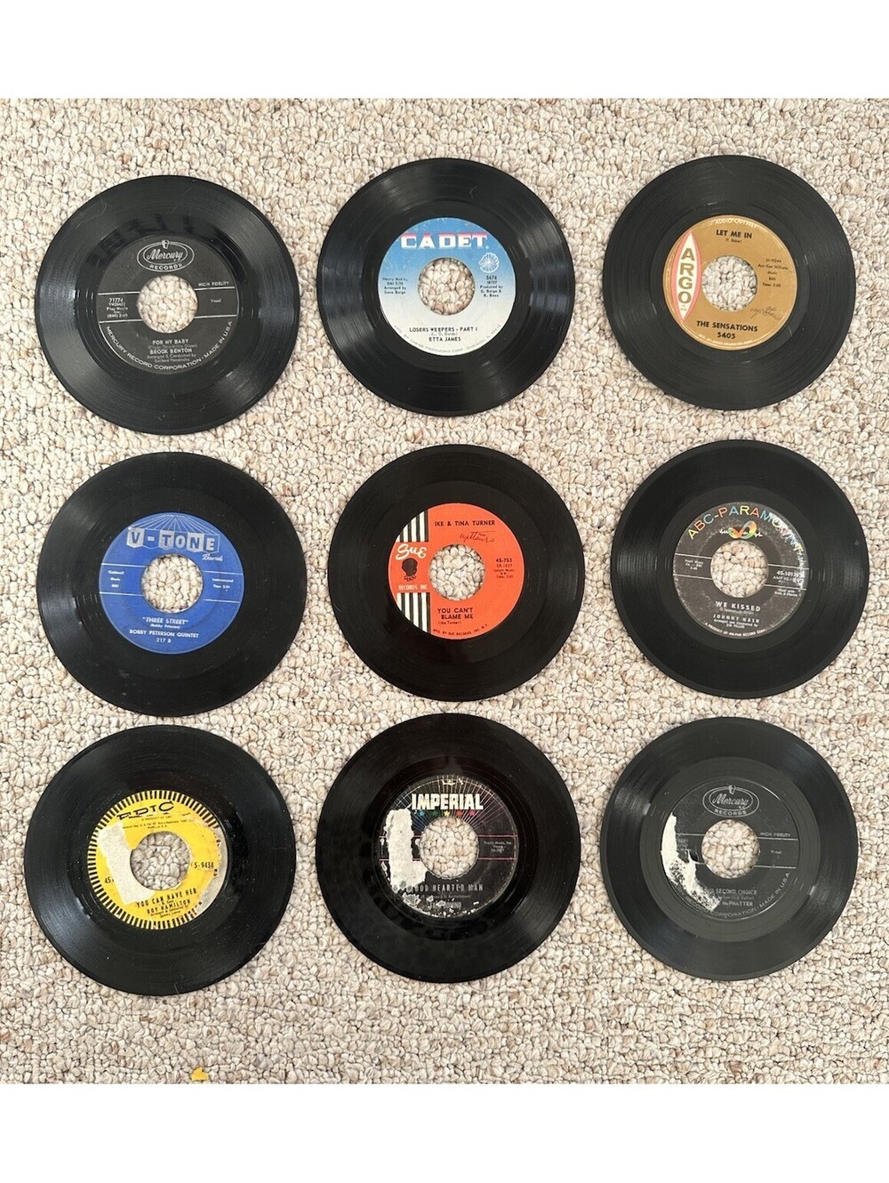 Vintage R&B Soul 45 RPM Record Lot of 9 Etta James Ike Tina Turner Mercury Argo